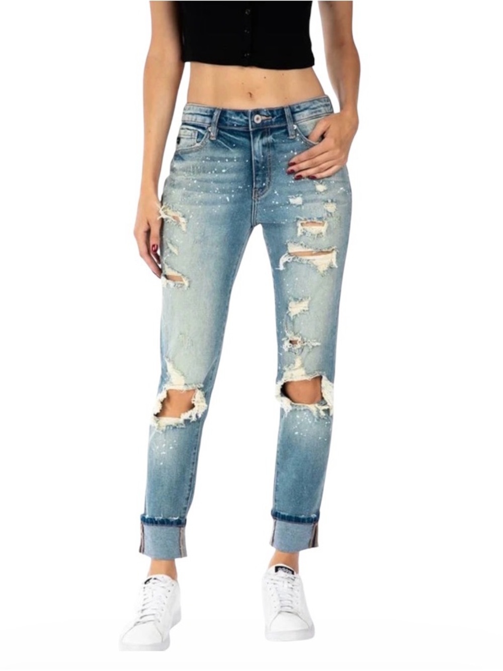 KanCan Distressed Paint Splatter Jeans